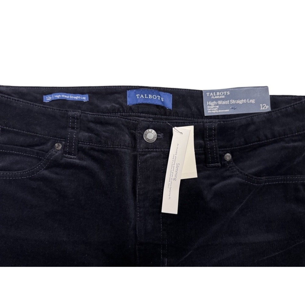 Talbots Corduroy Pants Womens 12P Navy Flawless High-Waist Straight-Leg NWT - Picture 5 of 7